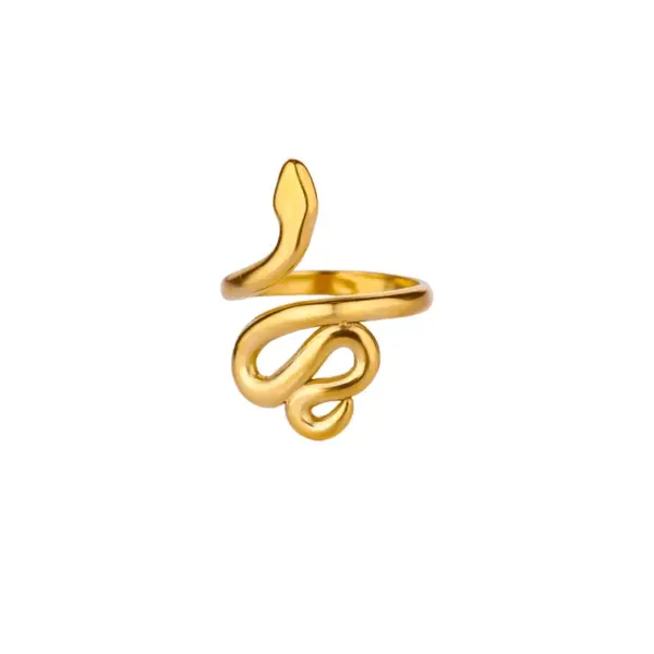 Wholesale 304 Stainless Steel Geometric PVD Coated Stone-Free Real Gold Plated Elegant Simple Style Waterproof Non Tarnish Plating Open Rings