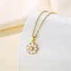 Wholesale Water Plating Vacuum Plating Real Gold Plated 18K Gold Sector Star Flower 304 Stainless Steel Titanium Steel Korean Style Waterproof Non Tarnish 201 Stainless Steel Lobster Trigger Clasp Closure Pendant Necklace