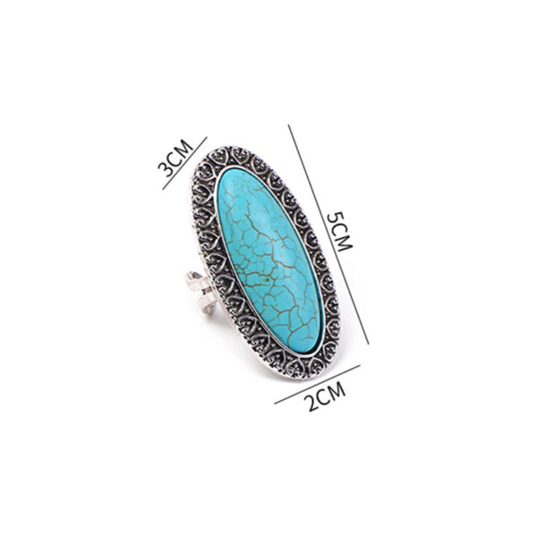 Wholesale New Simple Fashion Horse Eye Diamond Court Crown Pattern Turquoise Ring Turquoise Ring