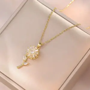 X0472 Rotating Sunflower Necklace