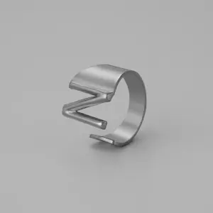 Silver N Open Ring J382-40 / Adjustable Opening