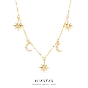 Wholesale Golden Star Moon Necklace