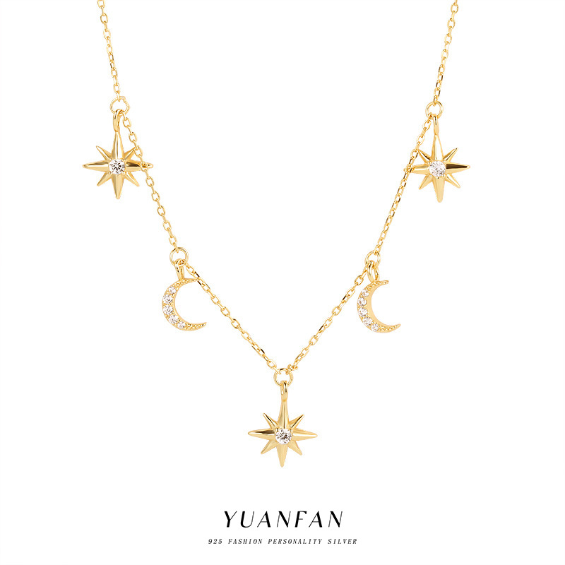 Wholesale Golden Star Moon Necklace