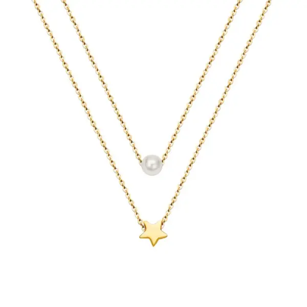 PVD Coated Real Gold Plated 18K Gold Star 304 Stainless Steel Fashion Waterproof Non Tarnish 304 Stainless Steel Necklace
