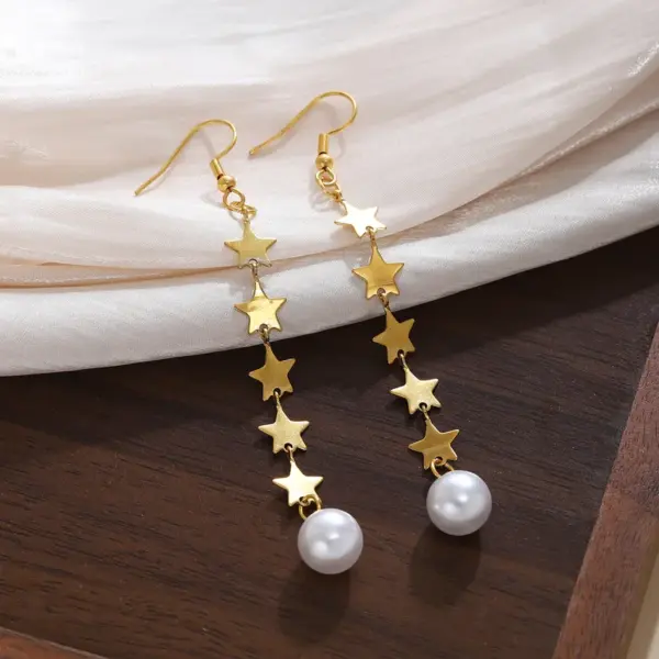 304 Stainless Steel ABS Star PVD Coated Stone-Free 18K Gold Plated Casual Cute Preppy Style Handmade Chain Bracelets Earrings Necklace
