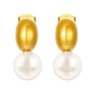 Pearl Bean-Shaped Stud Earrings See