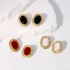 304 Stainless Steel Geometric PVD Coated 18K Real Gold Plated 18K Gold Retro French Style Simple Style Waterproof Non Tarnish Plating Ear Studs