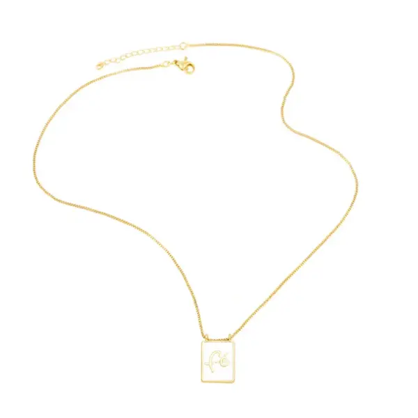 PVD Coated Real Gold Plated 18K Gold Human Heart Shape Rectangle Stainless Steel Copper Casual Simple Style Waterproof Non Tarnish Stainless Steel Pendant Necklace Long Necklace