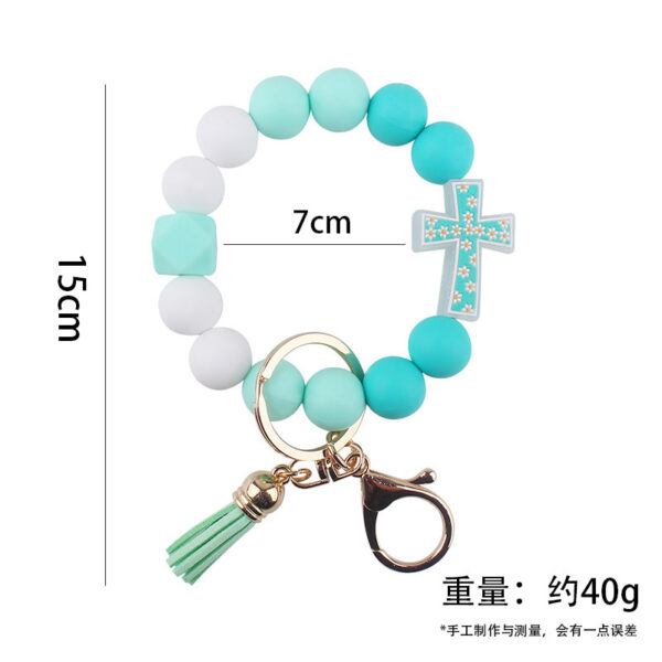 Wholesale New Cartoon Cross Silicone Bracelet Keychain Creative DIY Handmade Beaded Bracelet Women Jewelry