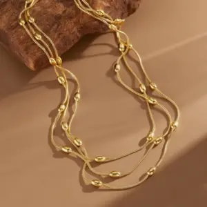 X06091-Oval Snake Chain-Sweater Chain- Gold