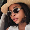 Wholesale oval metal sunglasses women's high-end feeling ins sunshade glasses fashionable y2k diamond-encrusted vintage sunglasses