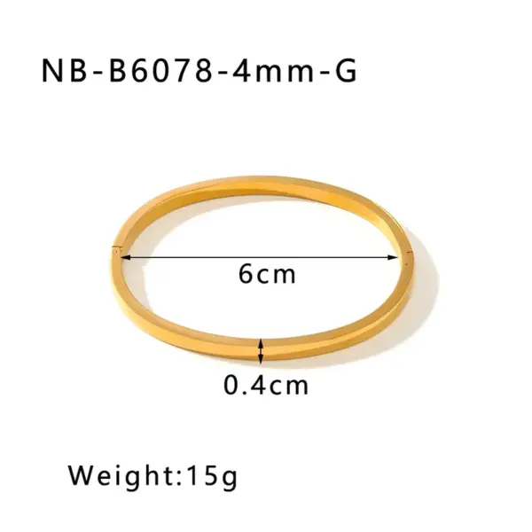 Wholesale 304 Stainless Steel Round Oval PVD Coated 18K Gold 18K Real Gold Plated Real Gold Plated Simple Style Waterproof Non Tarnish Polishing Gold Silver Bangle