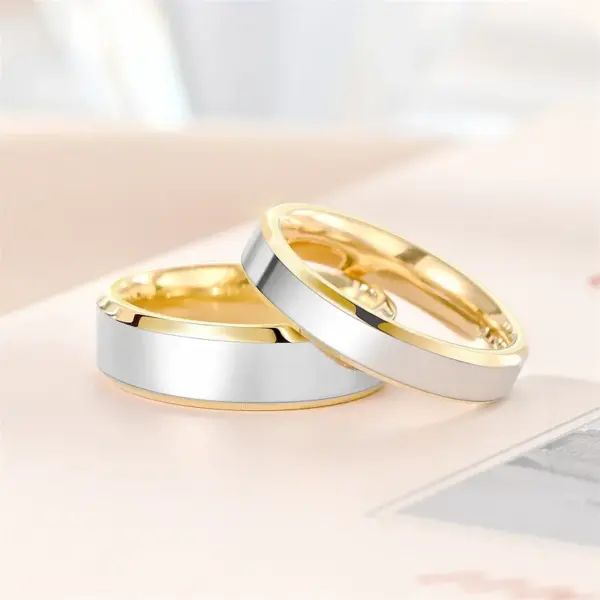 Wholesale PVD Coated Real Gold Plated 18K Gold Color Block Stainless Steel Simple Style Waterproof Non Tarnish Rings