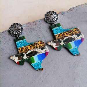 Wholesale Vintage Colorful Leopard Print Pumpkin Flower Earrings