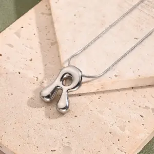 R Necklace (Steel Color) / Length: 450mm / 1 Strand/Package