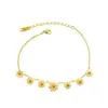 Fashion Flower Titanium Steel Waterproof Non Tarnish No Inlaid PVD Coated Real Gold Plated Women'S Anklet
