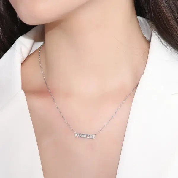 Stainless Steel Solid Color PVD Coated Stone-Free 18K Gold Plated MAMA Simple Style Waterproof Non Tarnish Plating Cable Chain Necklace