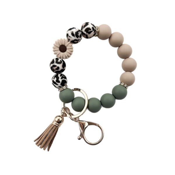 Wholesale Daisy Silicone Bead Bracelet Keychain