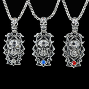 oly-3f88170bf33d213aa98d43f0308444cf Wholesale European and American retro domineering diamond skull pendant titanium steel men's necklace hip hop personality punk style sweater chain