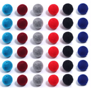 Wholesale Resin Flocking Round Beads Perforated Fluffy Cloth Fluffy Ball Beads