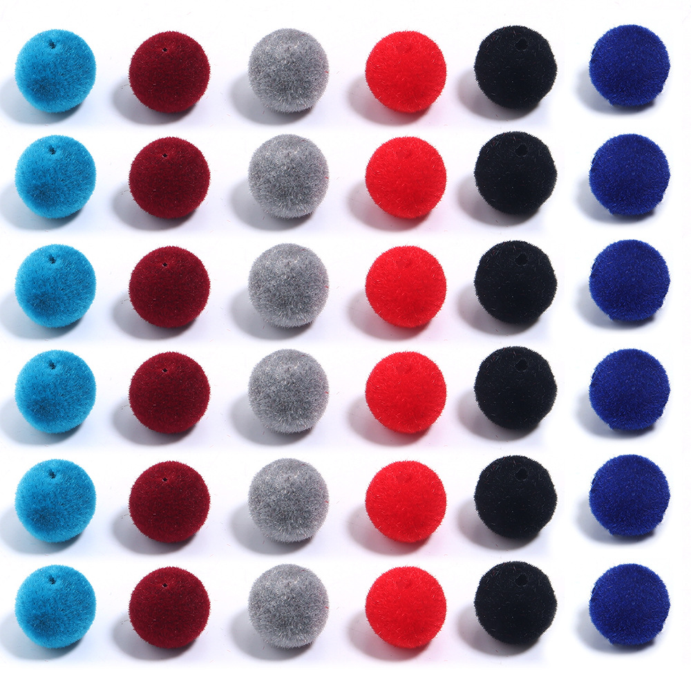 Wholesale Resin Flocking Round Beads Perforated F Cloth F Ball Beads