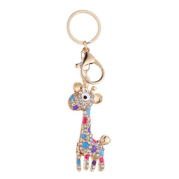 Wholesale Korean Creative Giraffe Keychain Cute Metal Bag Pendant Women's Crystal Diamond Small Animal Small Gift