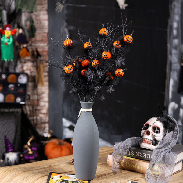 oly-3f914077dbc157a9ccbe1a23d8533f72 Wholesale Cross-border New Halloween Decorations Black Horror Pumpkin Pruning Flower bouquet Ghost Festival Home Party Ornaments