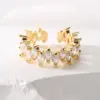 Wholesale Fashion Geometric Copper Gold Plated Zircon Open Ring 1 Piece