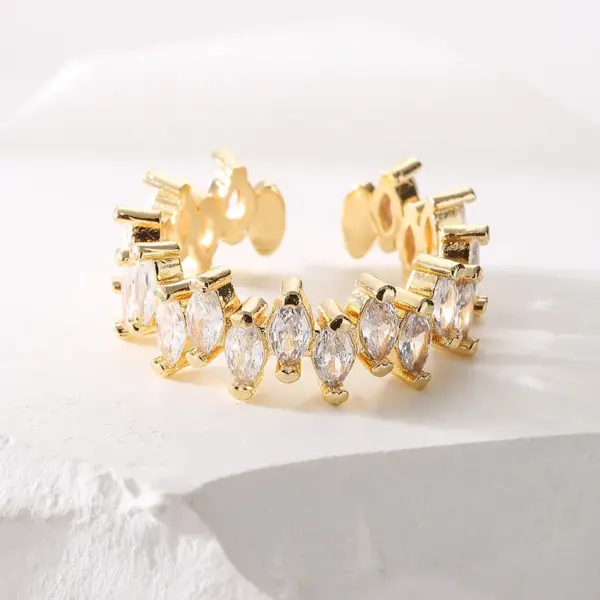 Wholesale Fashion Geometric Copper Gold Plated Zircon Open Ring 1 Piece