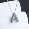 Wholesale Elegant Simple Style Letter 304 Stainless Steel Copper Plating Inlay White Gold Plated Zircon Pendant Necklace