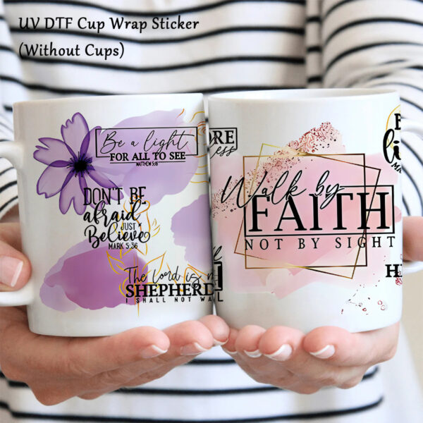 Wholesale Bible Jesus Crystal Sticker Transparent 16oz UV DTF Glass Cup Sticker