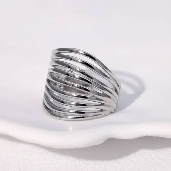 Wholesale PVD Coated Real Gold Plated 18K Gold Solid Color 304 Stainless Steel Modern Style Simple Style Waterproof Non Tarnish Open Rings