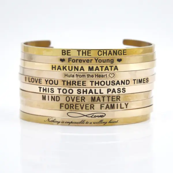 Wholesale Casual Simple Style Letter Stainless Steel Cuff Bracelets In Bulk