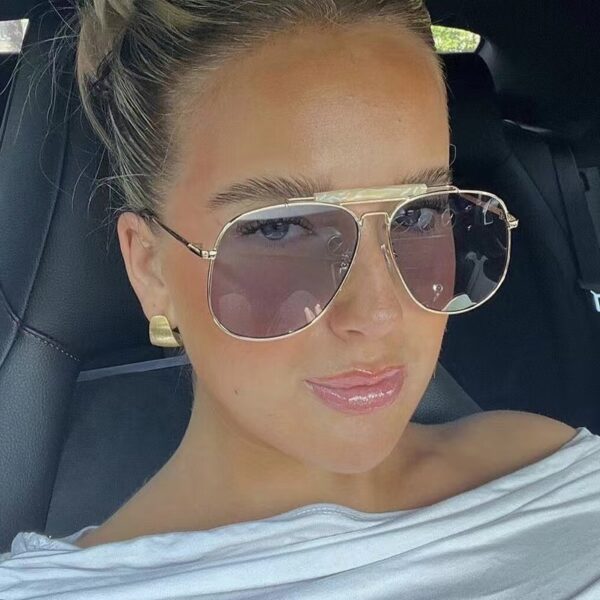 Wholesale European and American Ladies Toad Mirror Metal Large Frame Sunglasses 2024 New Sunglasses Ins Popular Same Style Sunglasses