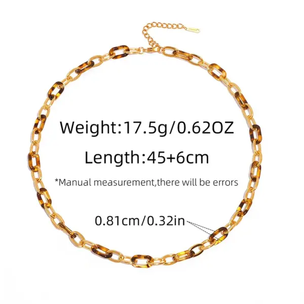 Summer Ladies 18K Gold Plated Stainless Steel Leopard Print Necklace Fashionable Casual Minimalist Style Four Seasons Universal