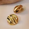 Wholesale 1 Pair French Style Round Plating 304 Stainless Steel Imitation Gold Electroplating Ear Studs