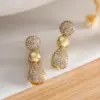 Wholesale 1 Pair Retro Simple Style Commute Round Water Droplets Inlay Copper Zircon 18K Gold Plated Drop Earrings