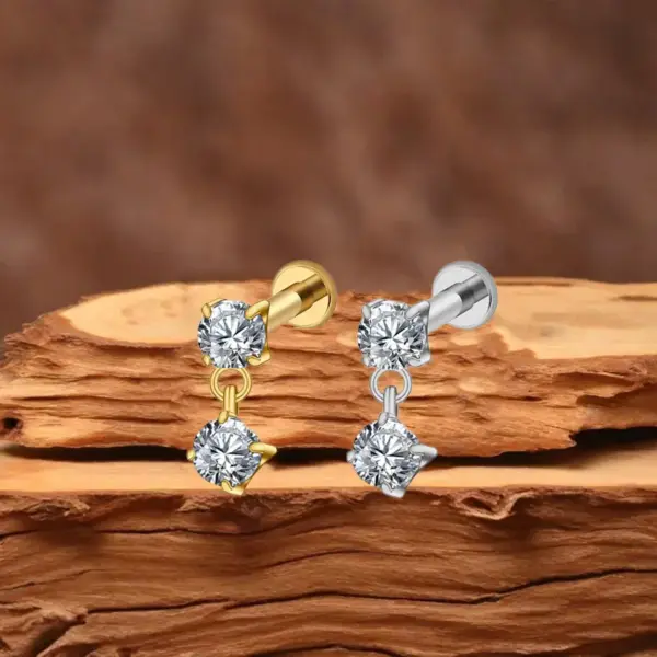 Wholesale 1 Piece Ear Cartilage Rings & Studs Simple Style Classic Style Water Droplets Pure Titanium Titanium Alloy Zircon White Gold Plated