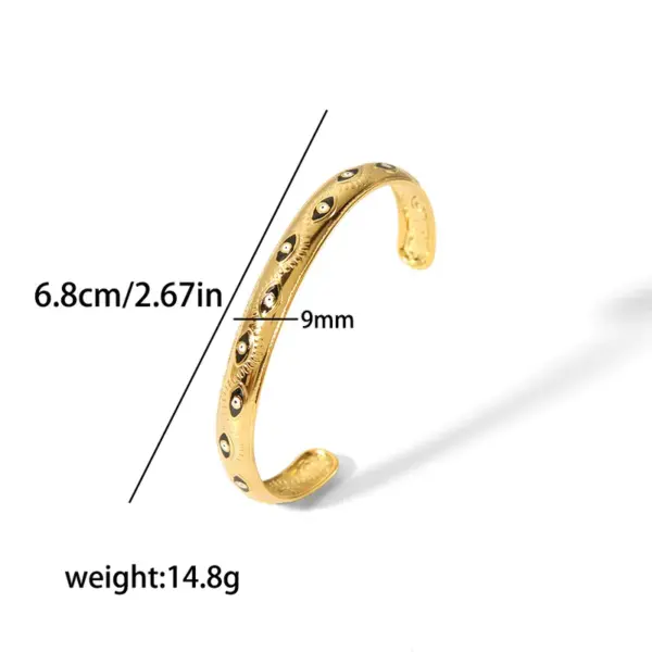 PVD Coated Real Gold Plated 18K Gold C Shape Star 304 Stainless Steel Vintage Style Waterproof Non Tarnish 304 Stainless Steel Bangle