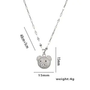 884 Steel Bear Necklace