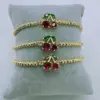 Wholesale Jewelry Cute Sweet Artistic Cherry Copper Zircon 18K Gold Plated Inlay Beaded Chain Bracelets