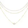 Simple Style Geometric Artificial Pearl Alloy Plating Women's Three Layer Necklace