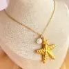 PVD Coated Real Gold Plated 18K Gold Starfish Shell 304 Stainless Steel Elegant Beach Waterproof Non Tarnish 201 Stainless Steel Pendant Necklace