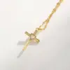 Wholesale PVD Coated 18K Gold Plated Real Gold Plated Cross Round Heart Shape 304 Stainless Steel Elegant Luxurious Waterproof Non Tarnish 304 Stainless Steel Pendant Necklace