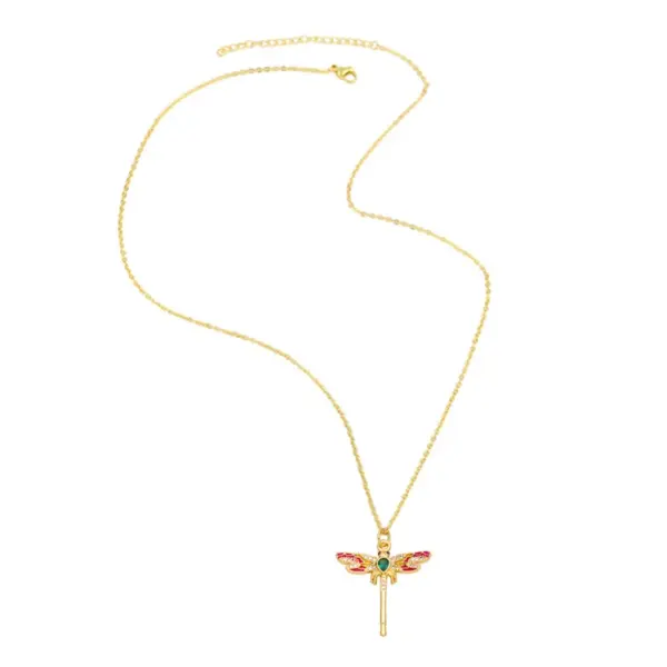 Wholesale Fashion Bird Dragonfly Pendant Necklace Simple Devil Eye Copper Necklace