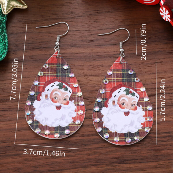 Wholesale Christmas Santa Claus Checkered Rhinestone Pendant Earrings