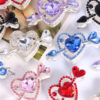 Wholesale Double-Sided Alloy Rhinestone One Arrow through the Heart Heart Diamond Ball Straight Hole Beads DIY Mobile Phone Chain Keychain Necklace Accessories