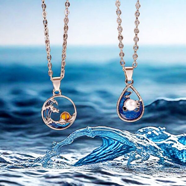oly-3fc6457f7f1b12ef6781157804b167d9 Wholesale Fashion ocean wave hollow pearl pendant necklace women beach holiday Joker necklace 2024 summer necklace