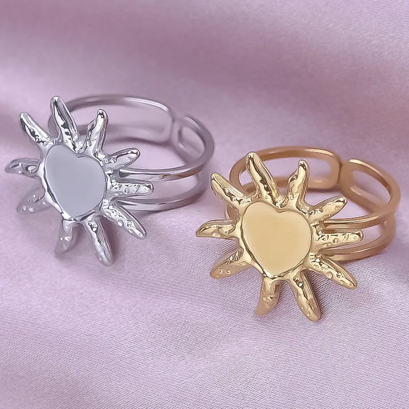Wholesale Ion Plating (IP) Real Gold Plated 18K Gold Solid Color 304 Stainless Steel Simple Style Classic Style Waterproof Non Tarnish Rings