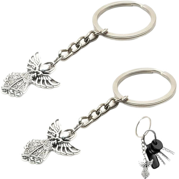 Wholesale Thanksgiving Decoration Guardian Angel Keyring Wedding Birthday Party Baptism Pendant Cross Border Angel Keychain